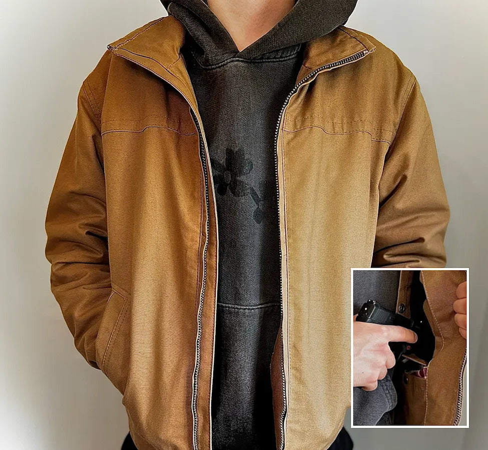 Concealed Carry Jacket | Men's Concealed Carry Coat | Canvas material, Tan Color